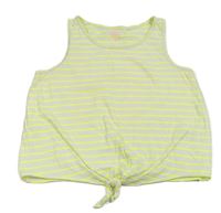 Bílo-neonově žlutý pruhovaný crop top Next 