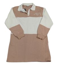 Nové - Starorůžovo-bílé teplákové šaty s límečkem Primark