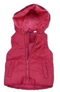 Růžová šusťáková prošívaná zateplená vesta s kapucí Lupilu