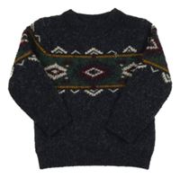 Tmavomodrý vlněný svetr se vzorem Matalan