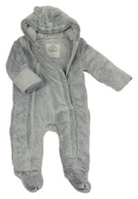 Šedá chlupatá zateplená kombinéza s kapucí zn. George 