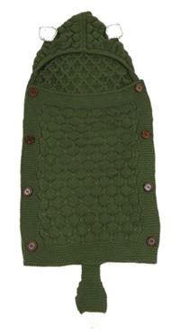 Khaki pletený spací pytel s kapucí 