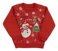 Červená mikina se sněhulákem 