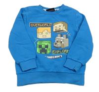Modrá mikina s potiskem Minecraft C&A