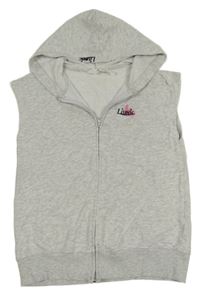 Šedá melírovaná tepláková vesta s nápisem a kapucí H&M