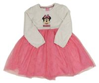 Světlerůžovo-růžové sametovo/tylové šaty s Minnií Primark