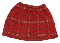 Červeno-béžovo-hnědá kostkovaná sukně 