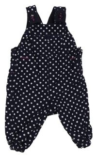 Tmavomodré podšité manšestrové kalhoty s puntíky M&S