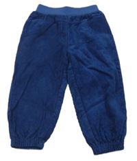 Tmavomodré manšestrové cuff kalhoty