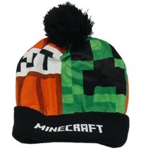 Zeleno-červená plyšová podšitá čepice Minecraft 