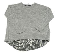 Šedý melírovaný svetr se šifonem Stop+go