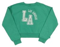 Zelená crop mikina s nápisem New Look