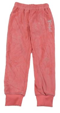 Růžové sametové kalhoty s nápisem Pink Rose
