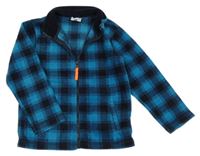 Tyrkysovo-tmavomodrá kostkovaná fleecová propínací mikina Topolino 