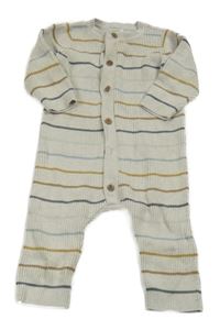 Béžový žebrovaný úpletový overal s proužky Mamas&Papas