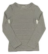 Bílo-černo-zlaté pruhované žebrované triko Next 