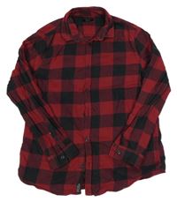 Červeno-černá kostkovaná flanelová košile New Look 