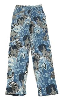 Modré tregíny s květy a holčičkami 