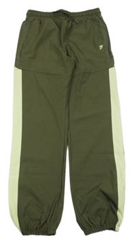 Khaki šusťákové cuff kalhoty Primark