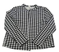 Černo-bílý kostkovaný cardigan SHEIN