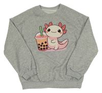 Šedá melírovaná mikina s vodním dráčkem 