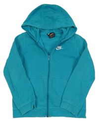 Tyrkysová propínací mikina s kapucí Nike 