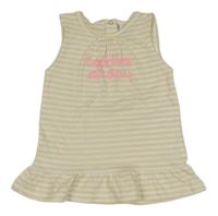 Béžovo-bílý pruhovaný peplum top s nápisem Topomini