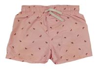 Světlerůžové šusťákové plážové kraťasy s melouny H&M