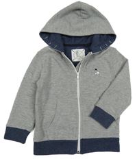 Šedo-tmavomodrá proínací mikina s kapucí 