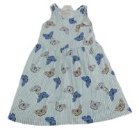 Světlemodro-bílé pruhované bavlněné šaty s motýly H&M