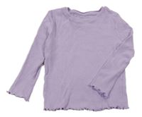 Fialové žebrované triko s volánky Primark