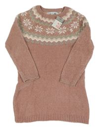Nové - Růžové žinylkové šaty se vzorem Primark 