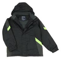 Černo-limetková šusťáková zimní bunda s kapucí Mountain Warehouse