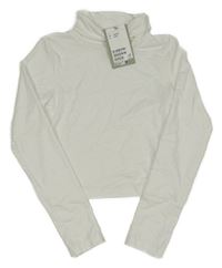 Nové - Bílé crop triko s rolákem H&M