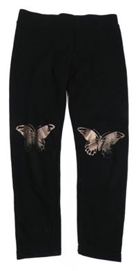 Černé teplé legíny s motýlky Primark 