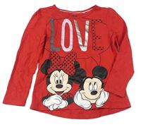 Červené triko s Minnie a Mickey zn. C&A