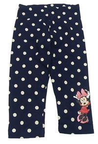 Tmavomodro-bílé puntíkaté capri legíny s Minnie C&A
