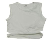 Bílý žebrovaný crop top se zavazováním SHEIN