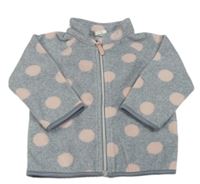 Šedo-světlepudrová puntíkatá melírovaná fleecová propínací mikina H&M