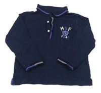 Tmavomodrá mikina s raketou a číslem a límečkem Mayoral