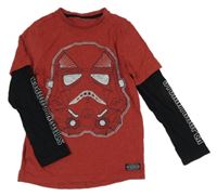 Vínovo-černé melírované triko se Star Wars - Stormtrooper