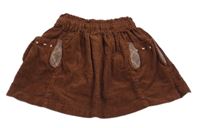 Tmavohnědá manšestrová sukně se zajíčky/kapsami Next