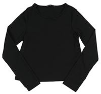 Černé žebrované crop triko PRIMARK