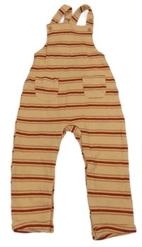 Meruňkovo-karmínovo-starorůžové pruhované žebrované laclové tepláky so cute