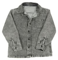 Šedá plísňová tepláková riflová košilová bunda ZEEMAN