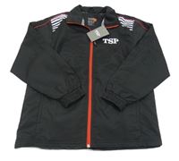 Nové - černo-bílá vzorovaná šusťáková sportovní bunda s logem TSP