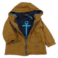 3v1 - Hnědá šusťáková celoroční bunda s kapucí C&A