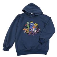 Tmavomodrá mikina s příšerkami a kapucí