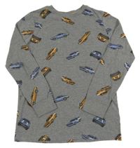 Šedé melírované pyžamové triko s auty Cat&Jack