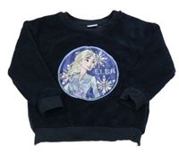 Tmavomodrá plyšová mikina s Elsou Disney